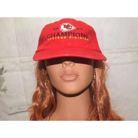 Vintage 2003 Kansas City Chiefs AFC West Division Champions Strapback Hat, Cap - Picture 2 of 6